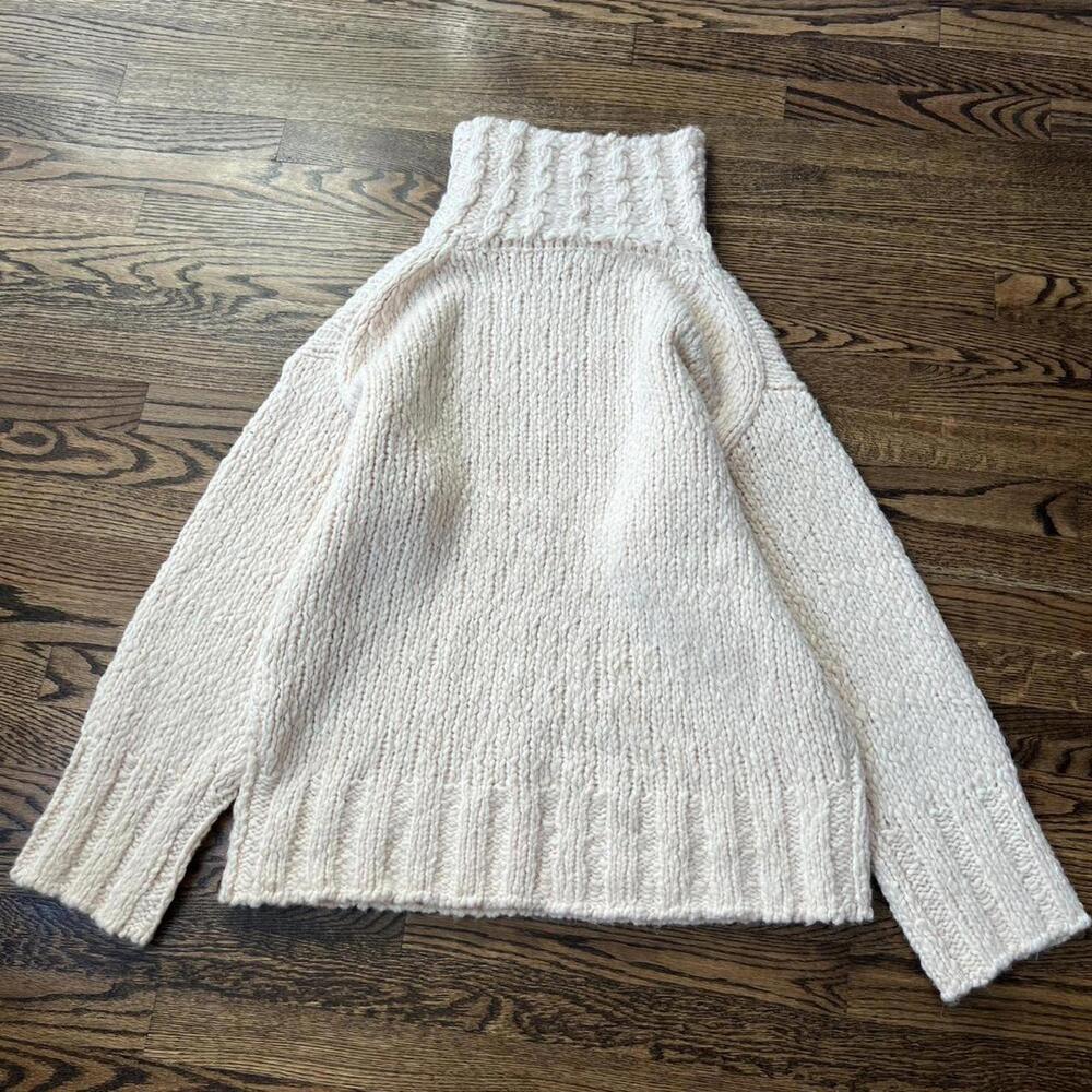 Pastel baby pink oversized J. Crew turtleneck sweater textured yarn new - Picture 6 of 8